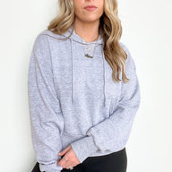 Light Heather Gray / S Tanyay Crop Hoodie Pullover - FINAL SALE - kitchencabinetmagic