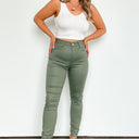 Light Olive / S Tasha High Rise Skinny Jeans - kitchencabinetmagic