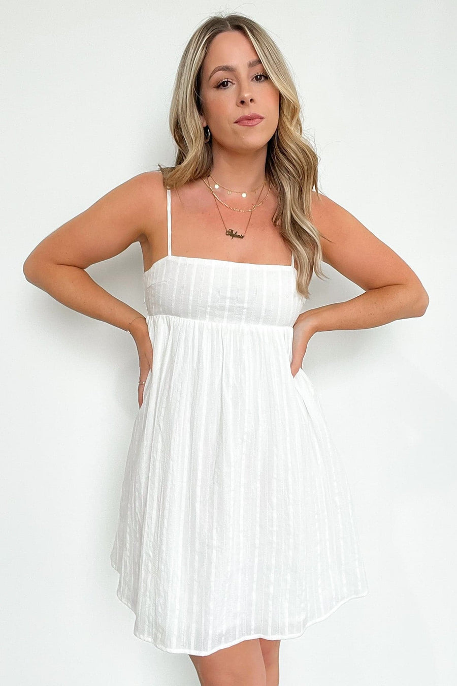 Off White / S Taylah Cutout Back Babydoll Dress - FINAL SALE - kitchencabinetmagic