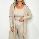 S / Sand That Cozy Feeling Brushed Knit Hooded Cardigan | CURVE - FINAL SALE - kitchencabinetmagic
