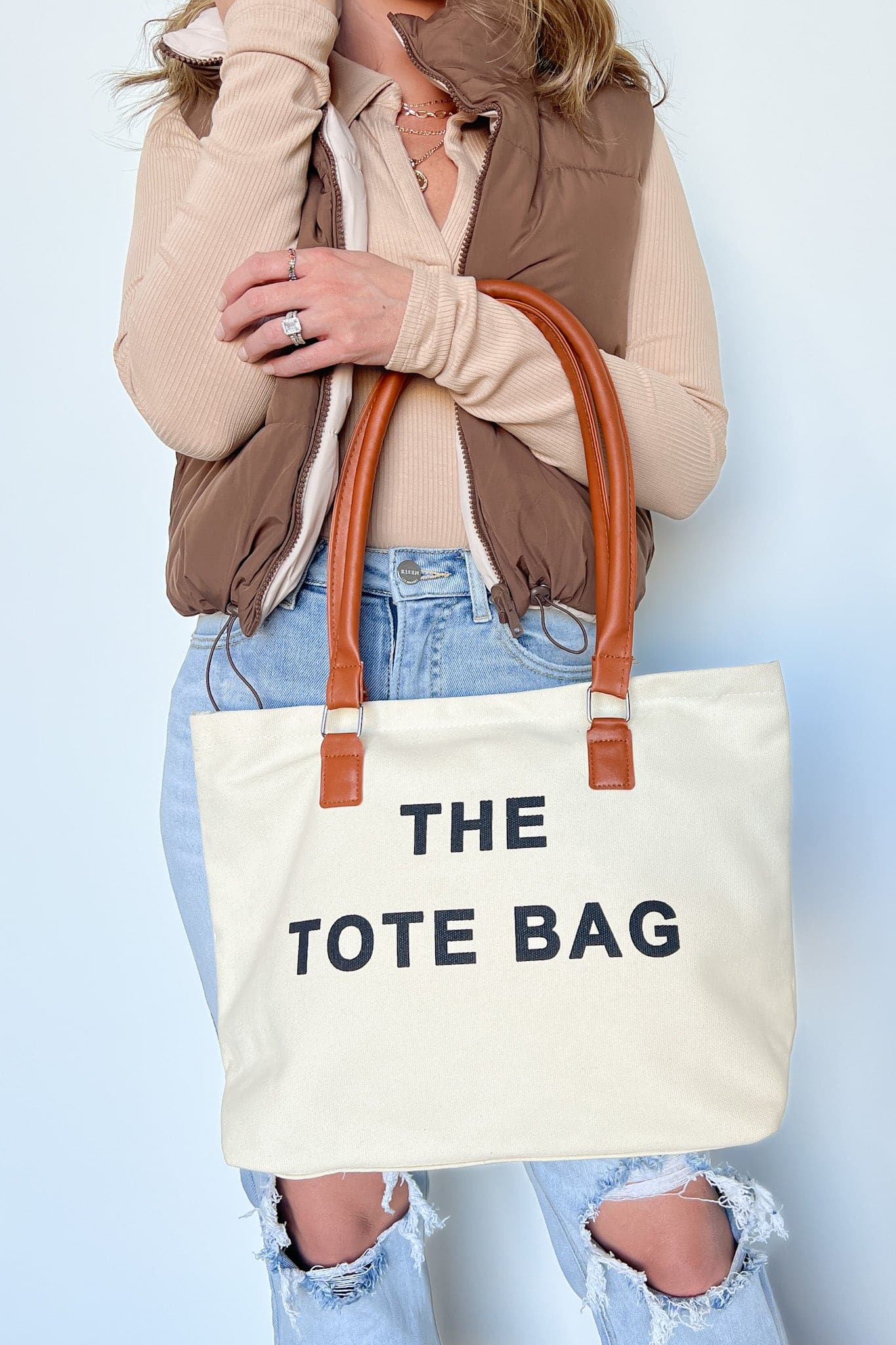 Cream The Tote Bag Graphic Canvas Tote - FINAL SALE - kitchencabinetmagic