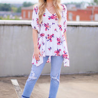  Totally Botanic Floral Tunic Top - CURVE - FINAL SALE - kitchencabinetmagic