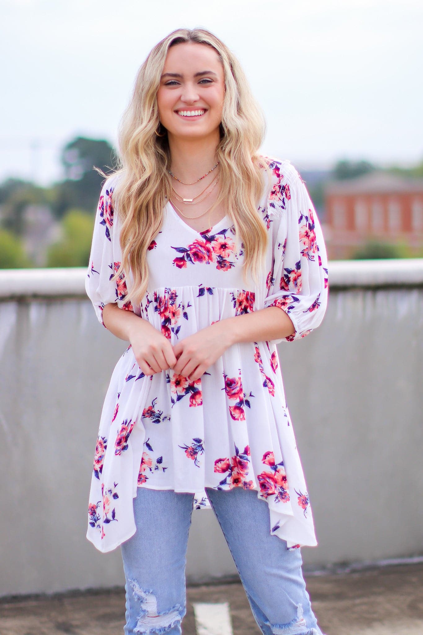  Totally Botanic Floral Tunic Top - CURVE - FINAL SALE - kitchencabinetmagic