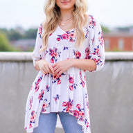  Totally Botanic Floral Tunic Top - CURVE - FINAL SALE - kitchencabinetmagic