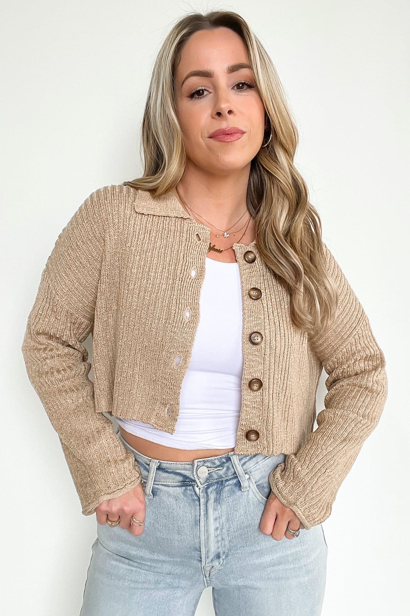  Truro Slouchy Cropped Button Down Cardigan - FINAL SALE - kitchencabinetmagic