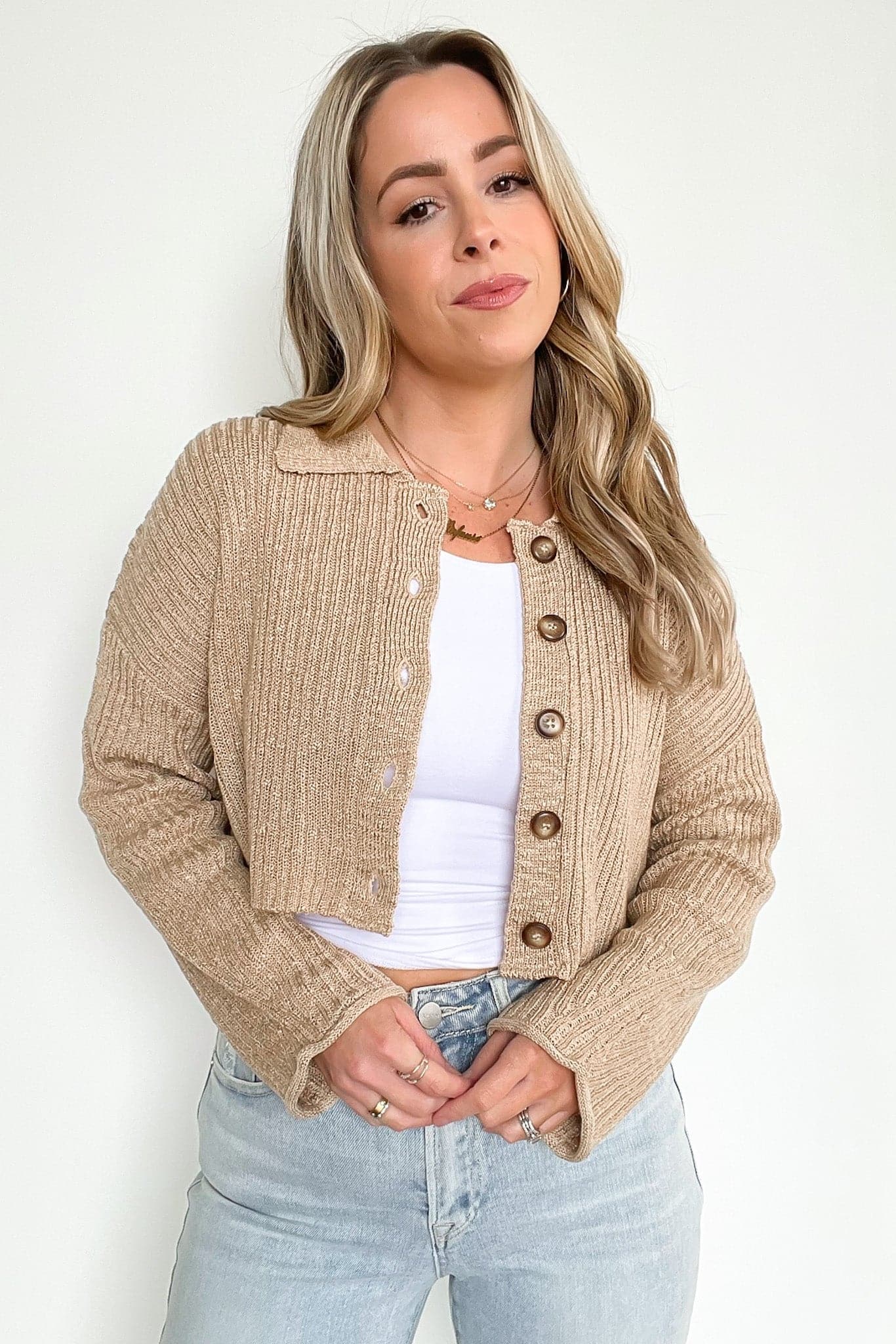  Truro Slouchy Cropped Button Down Cardigan - FINAL SALE - kitchencabinetmagic