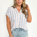  Trystah Striped Button Down Top - BACK IN STOCK - kitchencabinetmagic