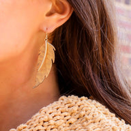 Gold Valletta Feather Drop Earrings - kitchencabinetmagic