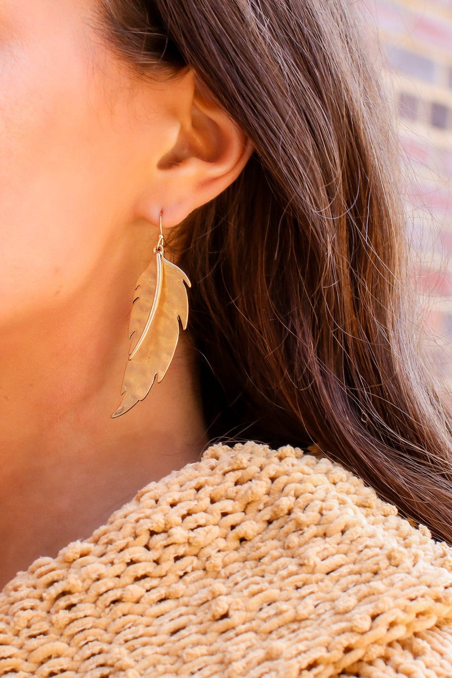 Gold Valletta Feather Drop Earrings - kitchencabinetmagic