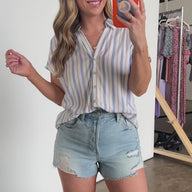 Trystah Striped Button Down Top - BACK IN STOCK