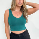 Teal / S Deema Ribbed Seamless Cropped Tank Bra Top - BACK IN STOCK - kitchencabinetmagic