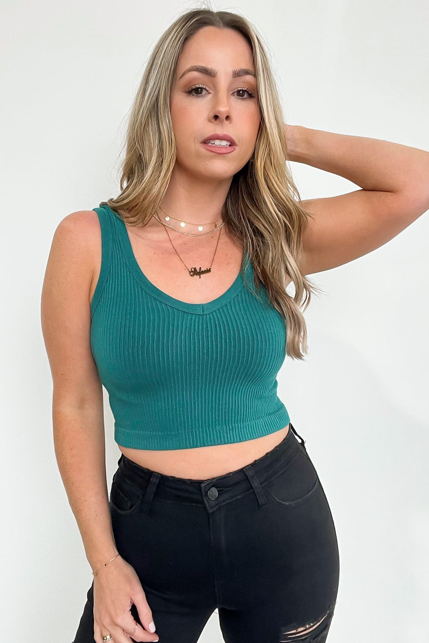 Teal / S Deema Ribbed Seamless Cropped Tank Bra Top - BACK IN STOCK - kitchencabinetmagic