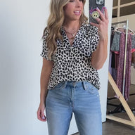 Akirah Animal Print Button Down Top