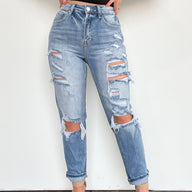  Altomare High Rise Distressed Girlfriend Jeans - BACK IN STOCK - kitchencabinetmagic