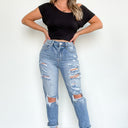  Altomare High Rise Distressed Girlfriend Jeans - BACK IN STOCK - kitchencabinetmagic