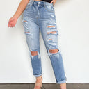  Altomare High Rise Distressed Girlfriend Jeans - BACK IN STOCK - kitchencabinetmagic