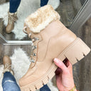 Taupe / 6 Settle into Cozy Lace Up Boots - FINAL SALE - kitchencabinetmagic