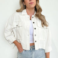  Simple Melody Cropped Frayed Jacket - FINAL SALE - kitchencabinetmagic