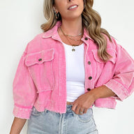  Simple Melody Cropped Frayed Jacket - FINAL SALE - kitchencabinetmagic