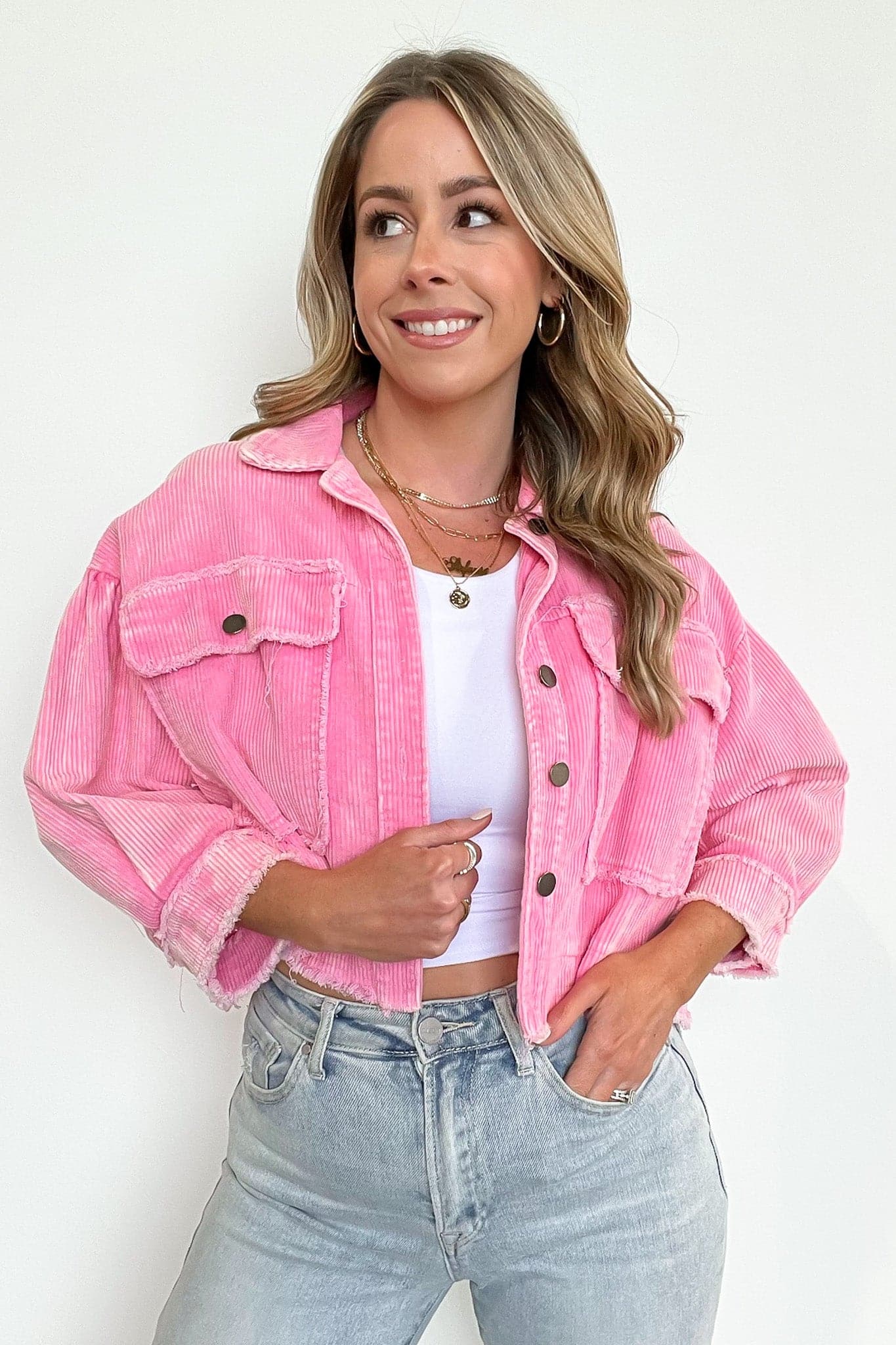  Simple Melody Cropped Frayed Jacket - FINAL SALE - kitchencabinetmagic