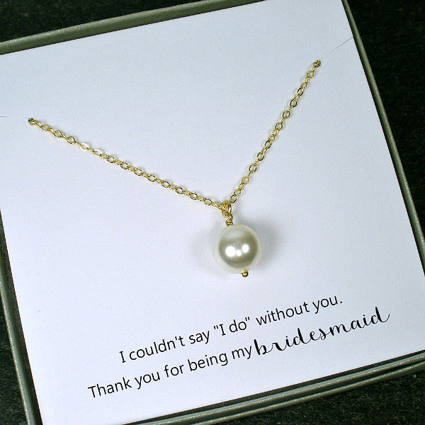 Pearl Necklace Gold Initial Single Pearl Personalized Necklace Bridesmaid Gift Necklace Bridesmaid Proposal Necklace HP1