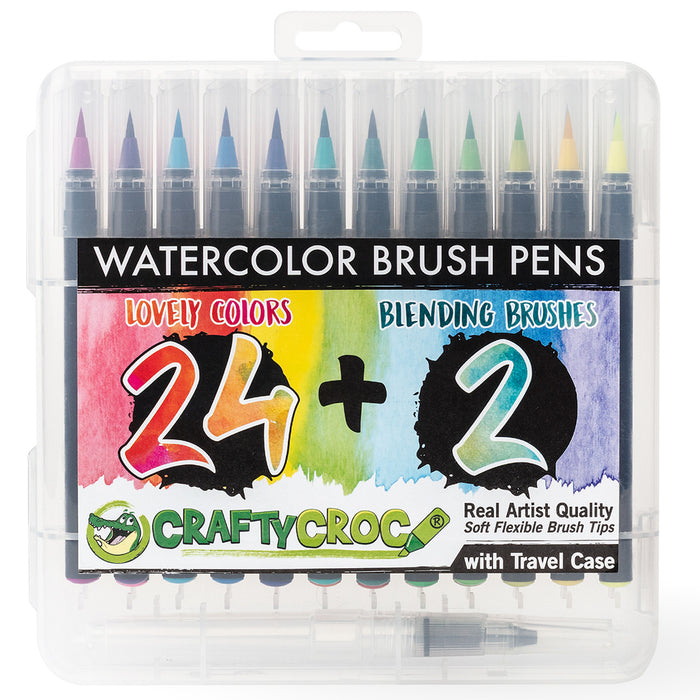 Watercolor Brush Pens - 24 Colors plus 2 Blending Brushes