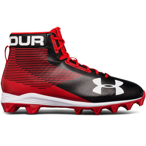 Under Armour Hammer Mid RM Mens Football Cleats Shoes Black/White 1289761-011 