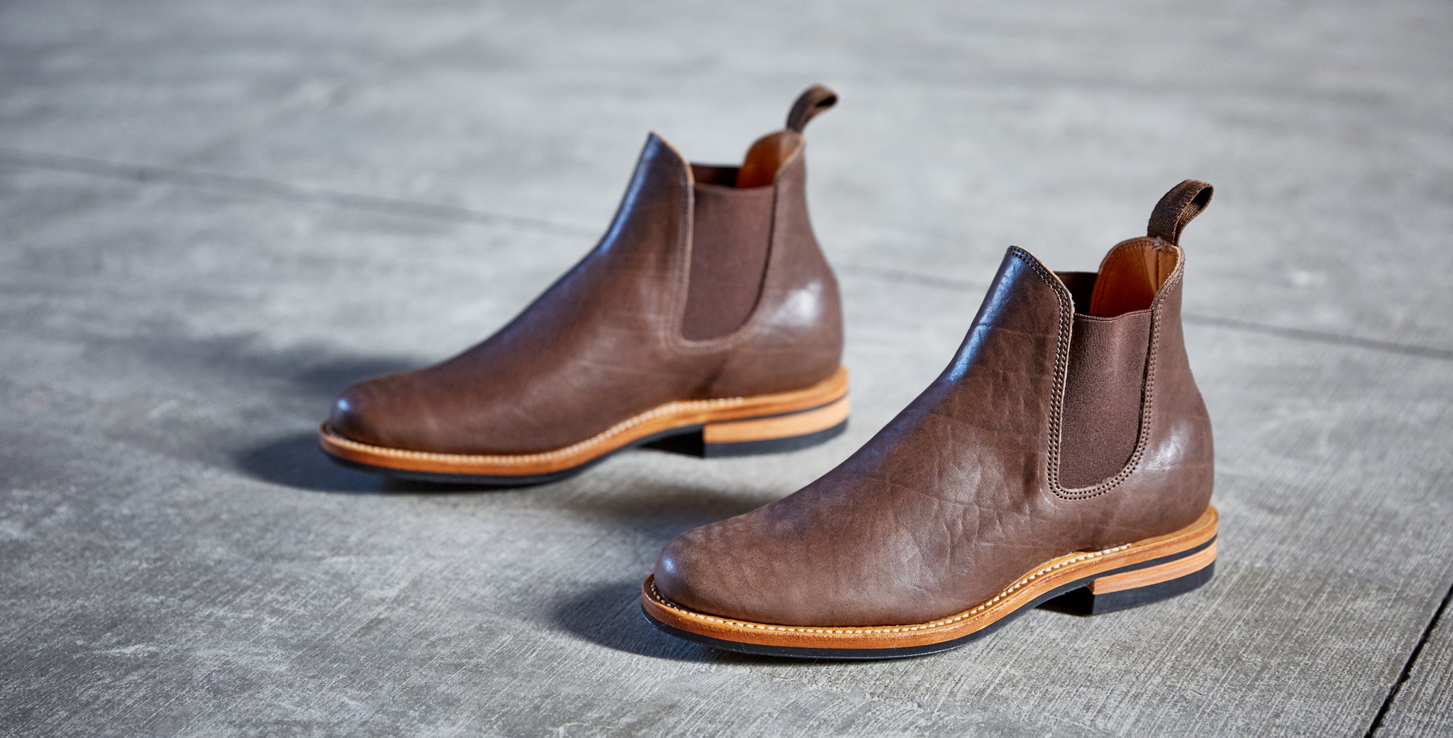Division Road Dark Brown Washed Horsehide Chelsea Boot