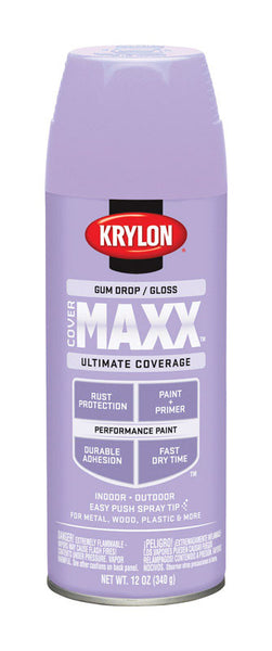 Krylon Cover MAXX Gloss Gum Drop Paint + Primer Spray Paint 12 oz. (Pack of 6)