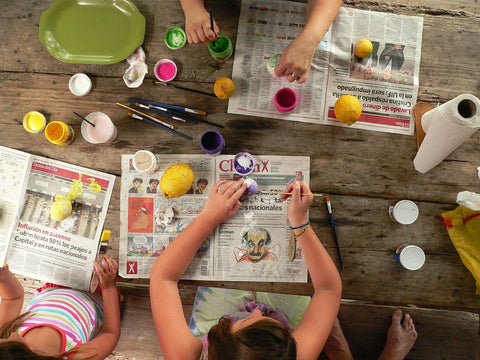 Kids playing with arts and crafts