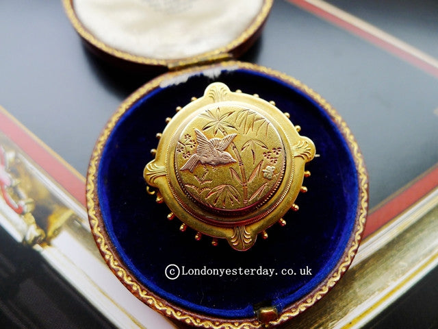 【英国古董珠宝】英国9k金双色金维多利亚时期c1870年代古董胸针