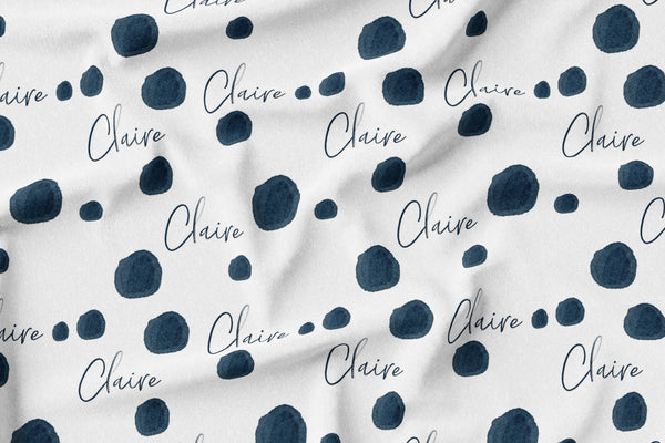 Personalized Name Blanket - BLACK WATERCOLOR DOTS - Dotboxed