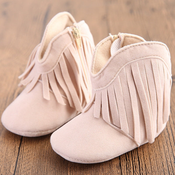 Baby Girl Fringe Suede Moccasin Boots 