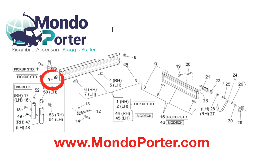 Supporto in gomma sponda cassone piaggio portatore 565380 