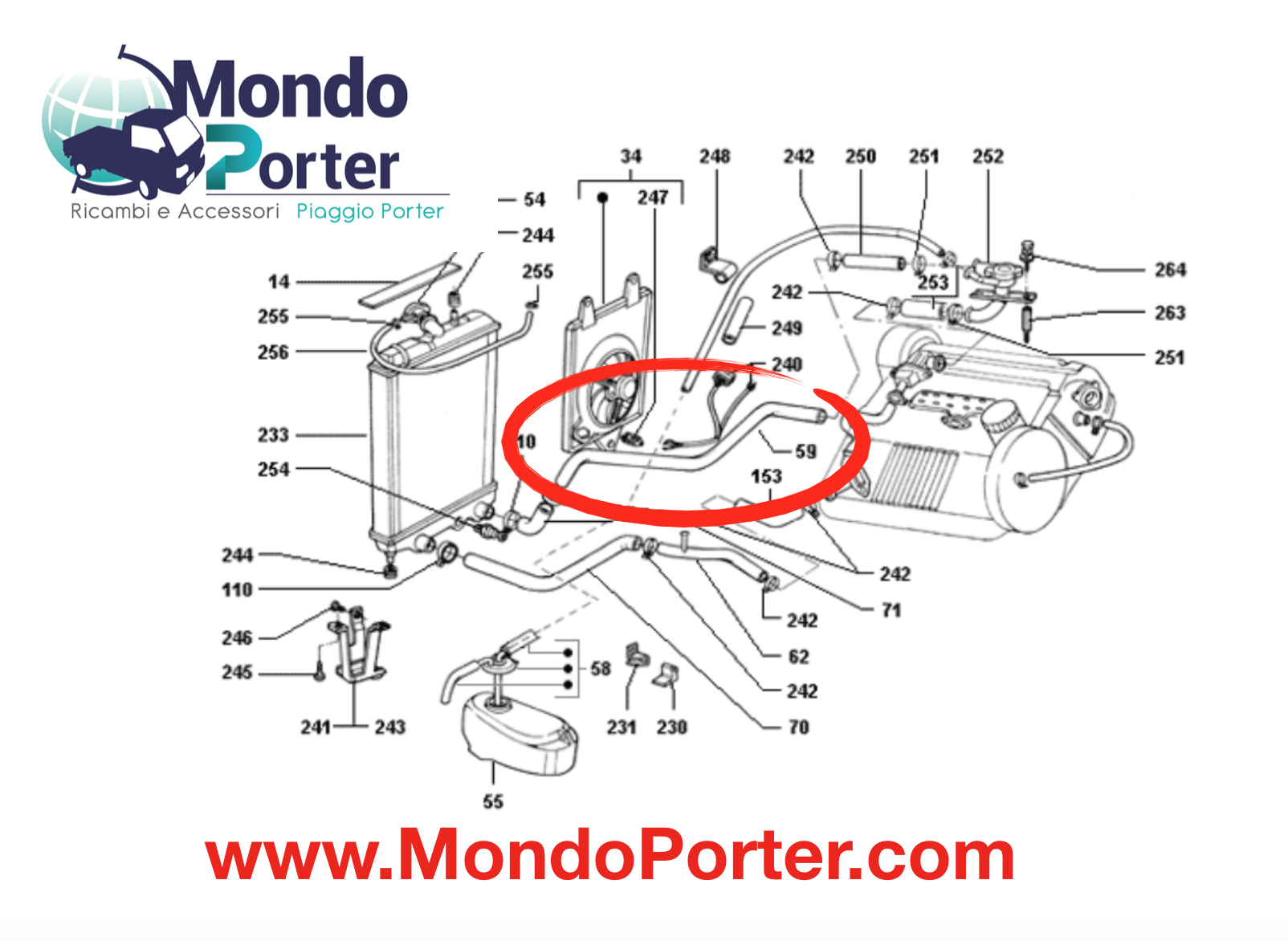 tubo acqua piaggio porter 613367 