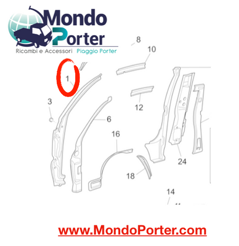 Montante Anteriore Esterno DX Piaggio Porter