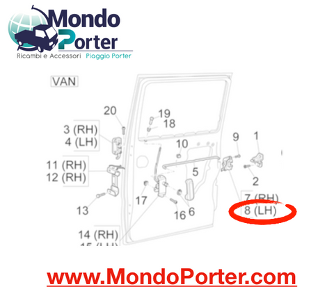 Serratura Sinistra Portellone Piaggio Porter Van