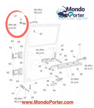 Guida Porta Scorrevole SX  Laterale Piaggio Porter Van