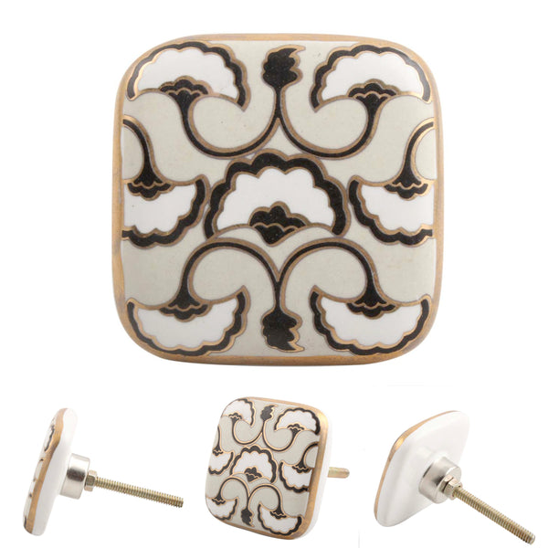 Art Deco Cabinet Knobs Square Floral Drawer Knobs Darosa Creations