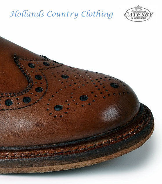 brogue detail for toe Catesby Leather Sole Rich Brown Brogue shoe