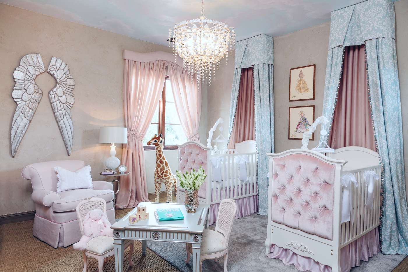 pink nursery chandelier