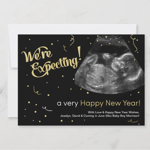 Happy Expectant Mother. Greeting Card with Pregnant Beautiful