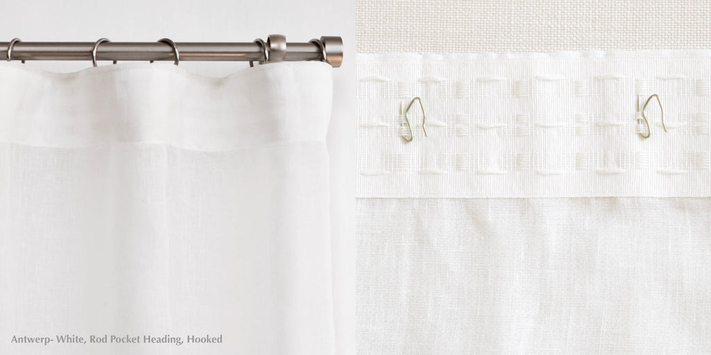 loft curtains heading rod pocket hooks white drape custom made