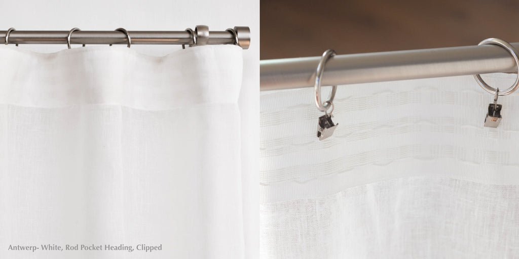 loft curtains heading custom drapes rod pocket clipped white