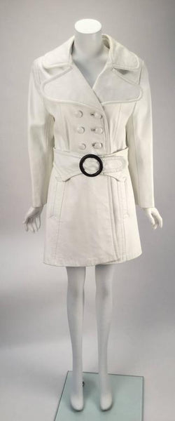 1960s Mod White Leather Trench Coat - MRS Couture