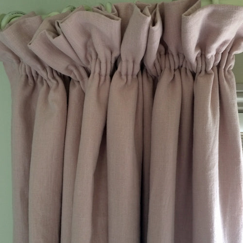 interlined curtains faded pink linen