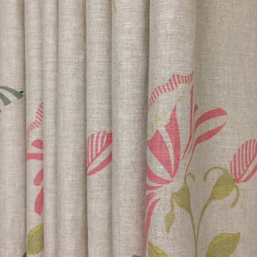 floral fabric linen curtains with pretty trim