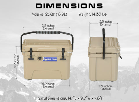Denali 20 QT Cooler Dimensions
