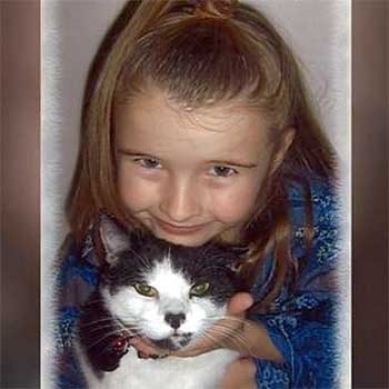 Young girl and her cat