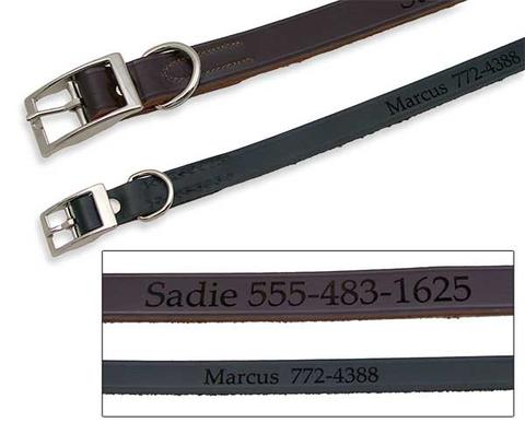 engraved leather collar